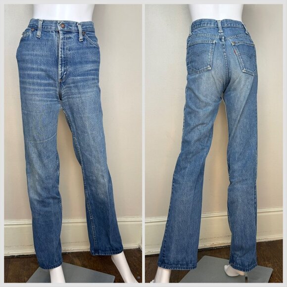 Vintage 1970s Levi’s Blue Jeans, 26"x33", Orange Tab